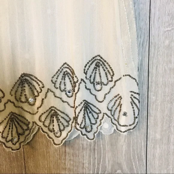 Bar III Embellished Sheer White Tank Blous… - Picture 5 of 10